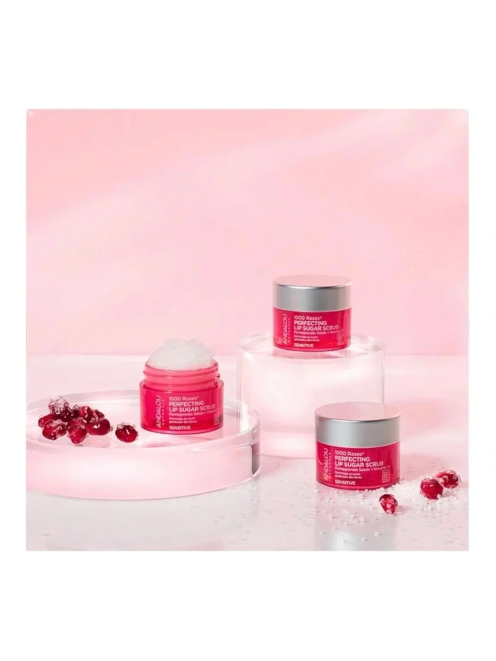 new Andalou Naturals ⚘ 1000 Roses Perfecting Lip Sugar Scrub ⚘ Full Size in Box